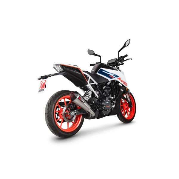 Scorpion Exhaust KTM 125 Duke, Euro 5 2021 - 2023 Serket Taper Slip-on Brushed Stainless Steel Sleeve